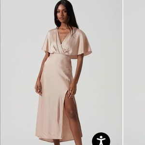 ASTR the label champagne Alessia satin midi dress